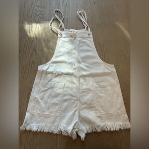 AE Aerie NWT 2024 White Denim Overalls shorts M medium